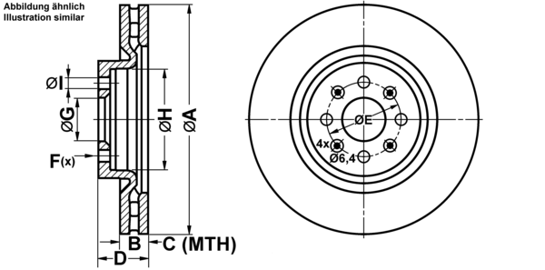 ATE Bremseskive 24012802191 ventileret 305mm 28mm for FIAT