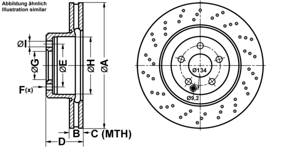 ATE Bremseskive 24013201381 perforeret 350mm 32mm for MERCEDES-BENZ