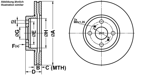 ATE Bremsesæt, skivebremser ijf141as37 foraksel ventileret 275mm 22mm for DAIHATSU TOYOTA