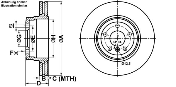 ATE Bremseskive 24012402131 ventileret 345mm 24mm for BMW