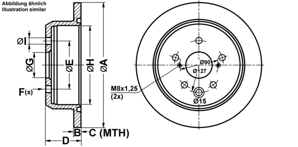 ATE Bremseskive 24011003351 fuld 291mm 10mm for LEXUS