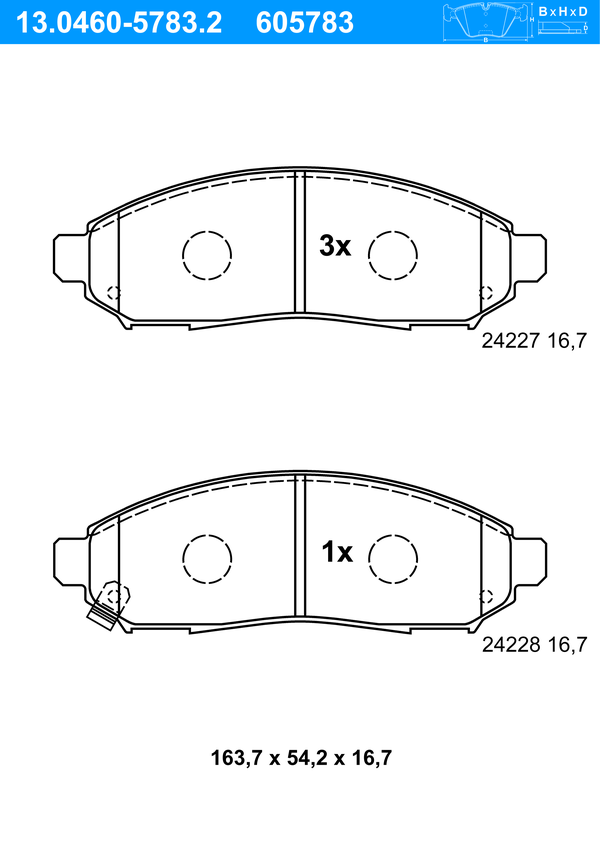 ATE Bremseklodser 13046057832 for NISSAN