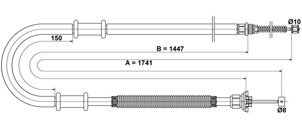 ATE Håndbremsekabel 24372705602 for FIAT