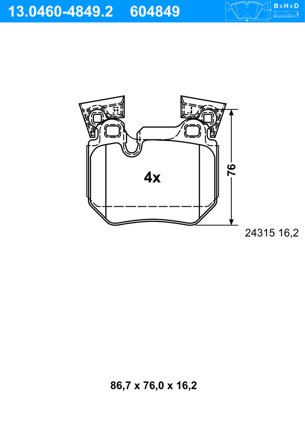 ATE Bremseklodser 13046048492 for BMW
