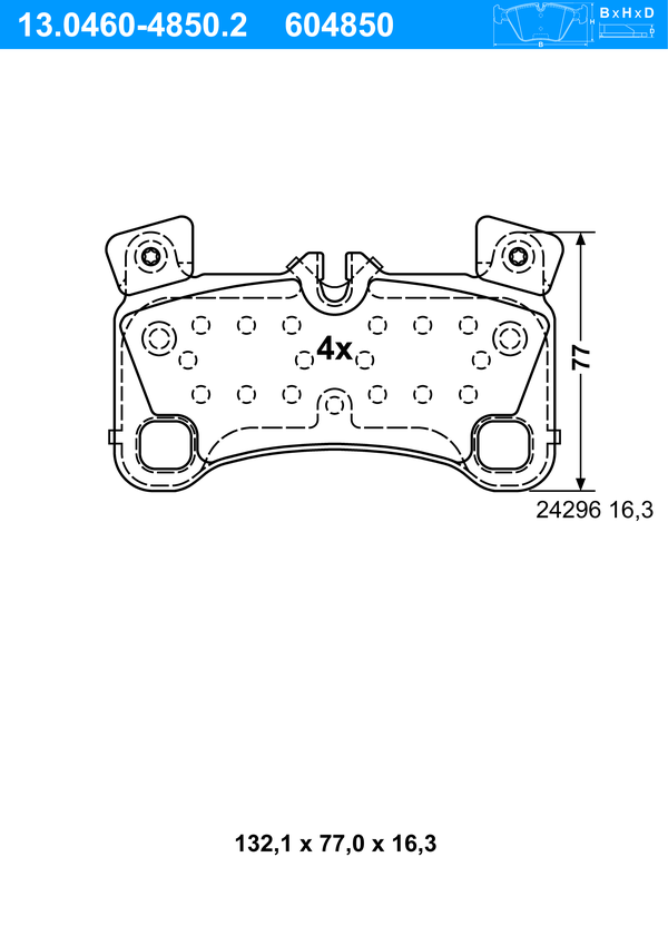 ATE Bremseklodser 13046048502 for PORSCHE VAG