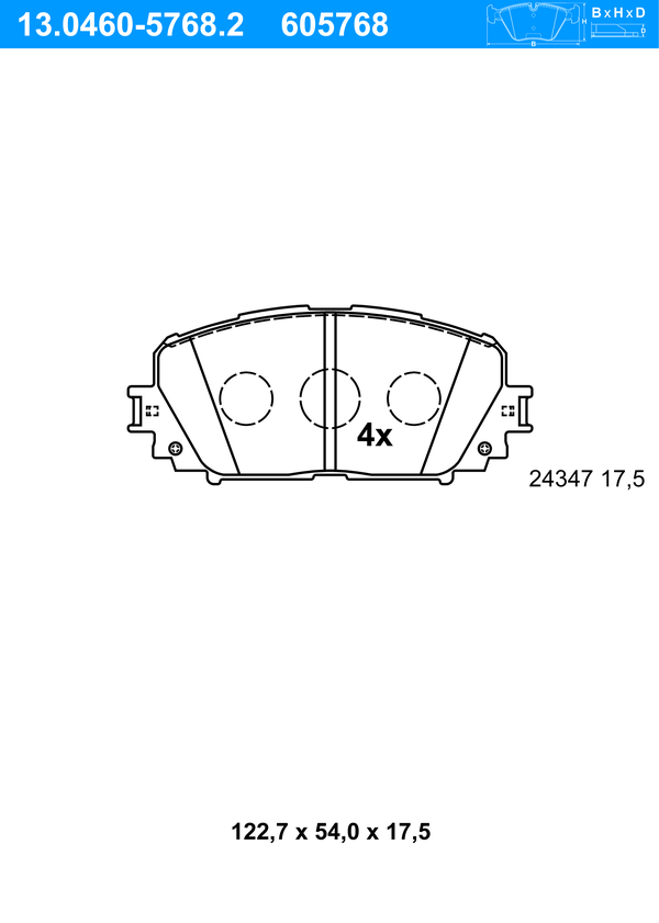 ATE Bremseklodser 13046057682 for TOYOTA