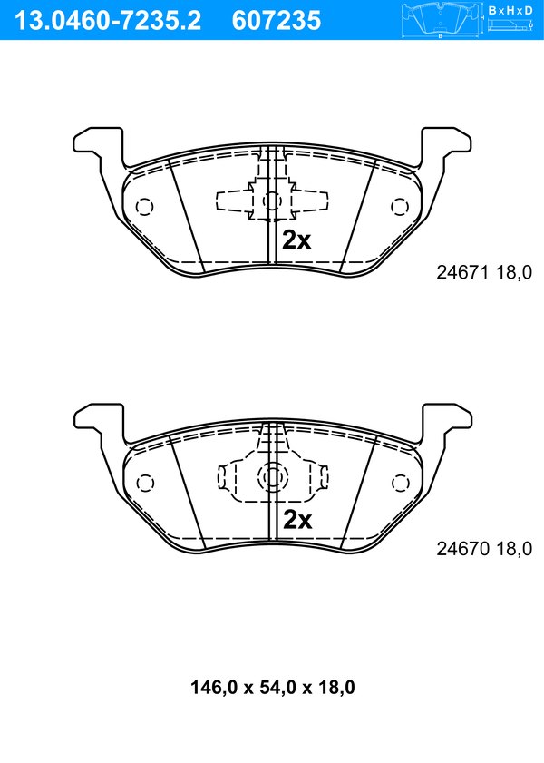 ATE Bremseklodser 13046072352 for FORD MAZDA