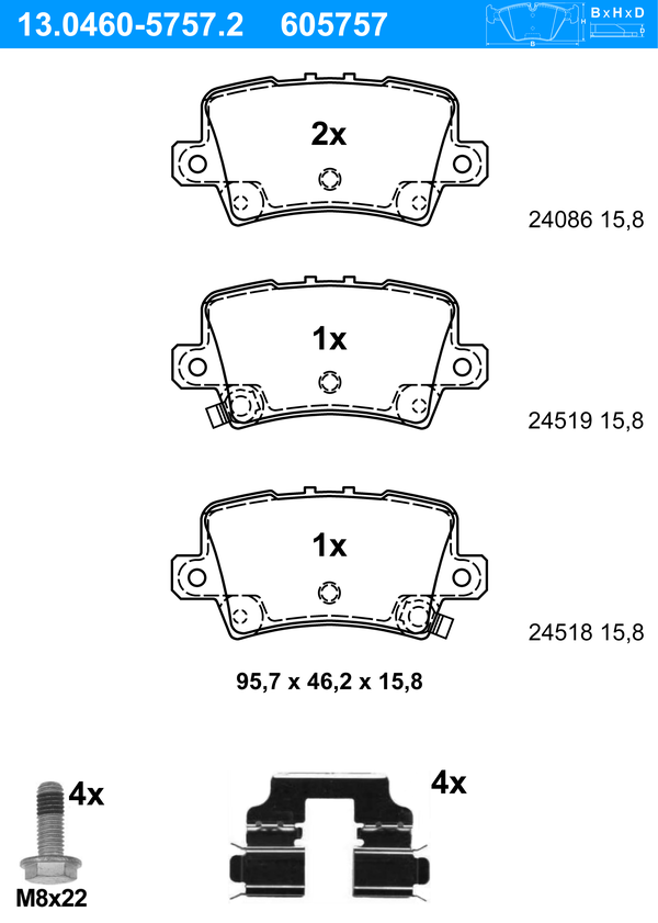 ATE Bremseklodser 13046057572 for HONDA