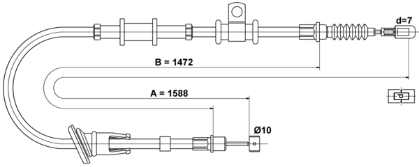 ATE Håndbremsekabel 24372721082 for MITSUBISHI
