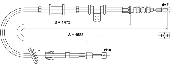 ATE Håndbremsekabel 24372721092 for MITSUBISHI