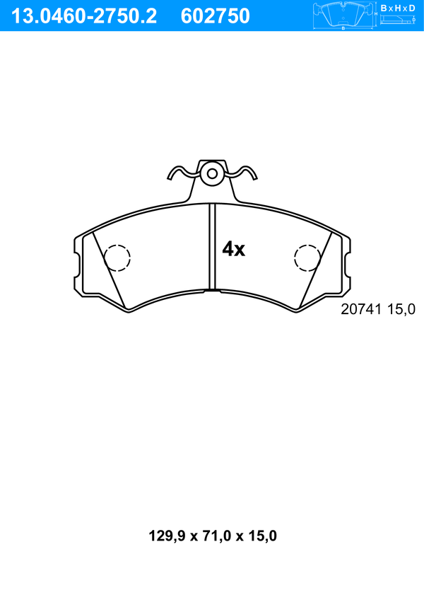 ATE Bremseklodser 13046027502 for IVECO