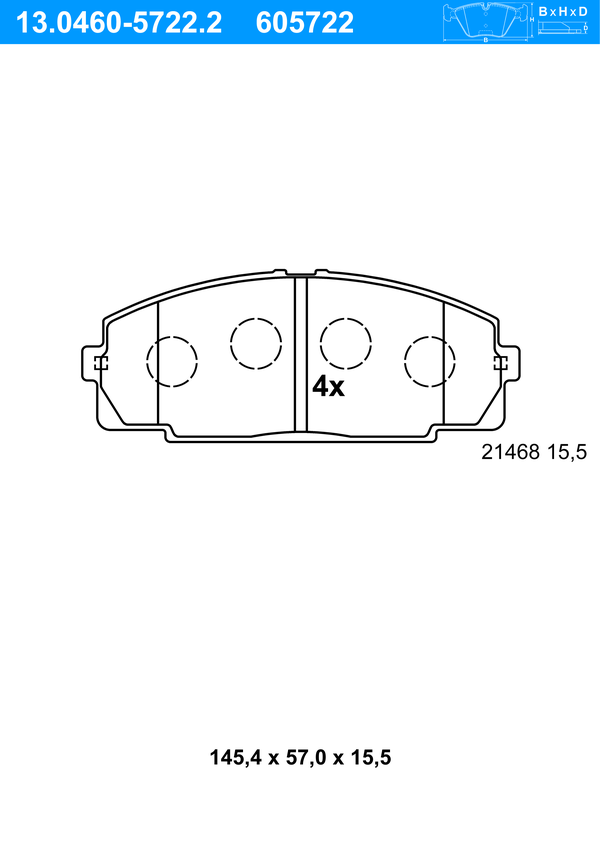 ATE Bremseklodser 13046057222 for TOYOTA