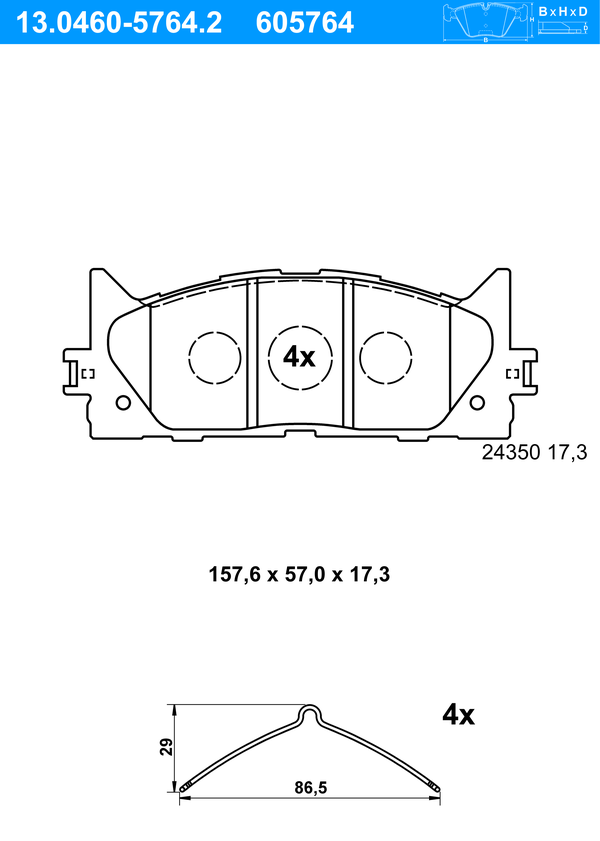 ATE Bremseklodser 13046057642 for TOYOTA LEXUS