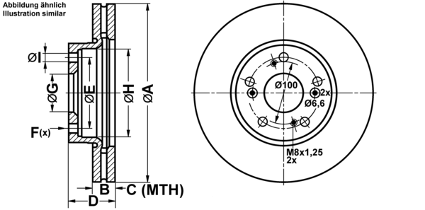 ATE Bremseskive 24012501871 ventileret 280mm 25mm for HONDA