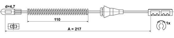 ATE Håndbremsekabel 24372707872 for VAUXHALL