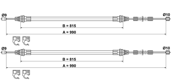 ATE Håndbremsekabel 24372728022 for SMART