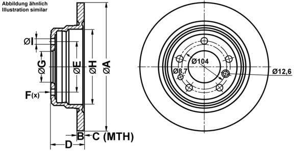 ATE Bremseskive 24031001171 fuld 300mm 10mm for BMW