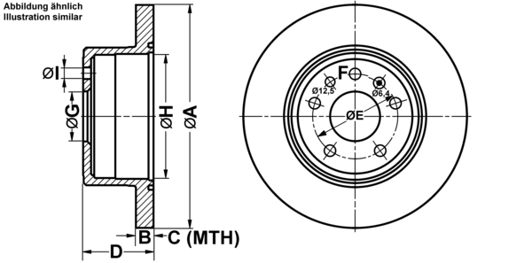 ATE Bremseskive 24031002261 fuld 286mm 10mm for VAUXHALL SAAB