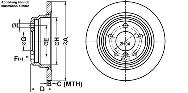 ATE Bremseskive 24031002271 fuld 298mm 10mm for BMW