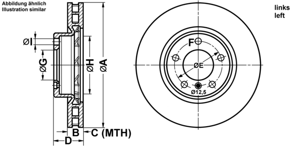 ATE Bremseskive 24032801981 ventileret 315mm 28mm for BMW