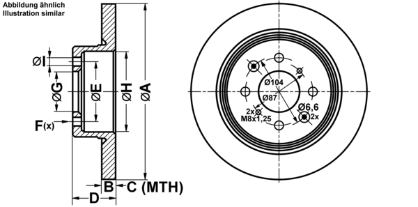 ATE Bremseskive 24011003261 fuld 260mm 10mm for MG