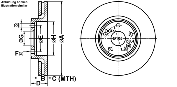 ATE Bremseskive 24012601421 ventileret 300mm 26mm for RENAULT