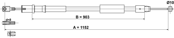 ATE Håndbremsekabel 24372704542 for MERCEDES-BENZ