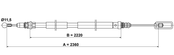 ATE Håndbremsekabel 24372708482 for LANCIA PEUGEOT