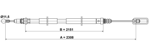 ATE Håndbremsekabel 24372708492 for LANCIA PEUGEOT