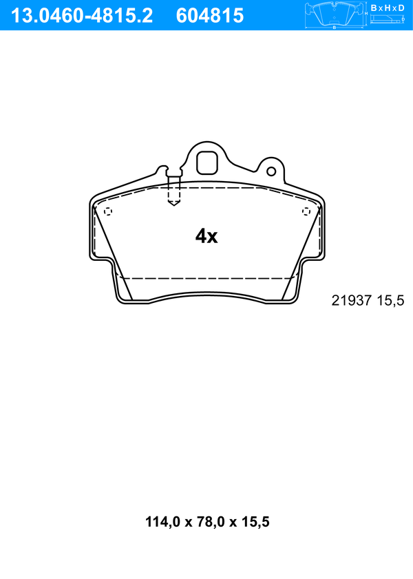 ATE Bremseklodser 13046048152 for PORSCHE