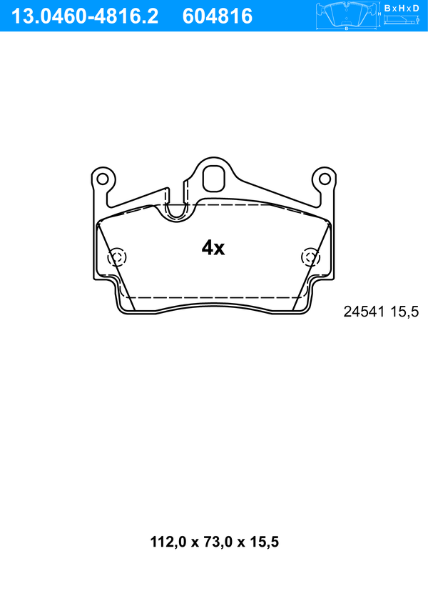 ATE Bremseklodser 13046048162 for PORSCHE