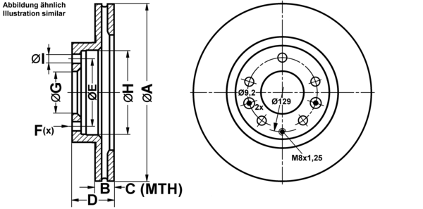 ATE Bremseskive 24012202491 ventileret 290mm 22mm for MAZDA