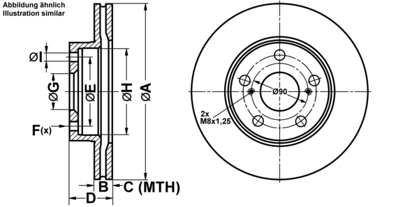 ATE Bremseskive 24012202561 ventileret 275mm 22mm for TOYOTA