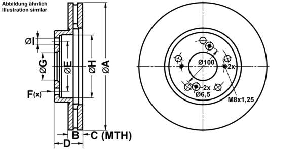ATE Bremseskive 24012501831 ventileret 282mm 25mm for HONDA