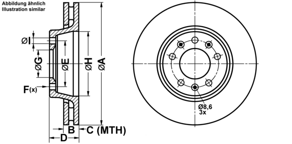 ATE Bremseskive 24012802141 ventileret 280mm 28mm for PEUGEOT CITROËN FIAT TOYOTA