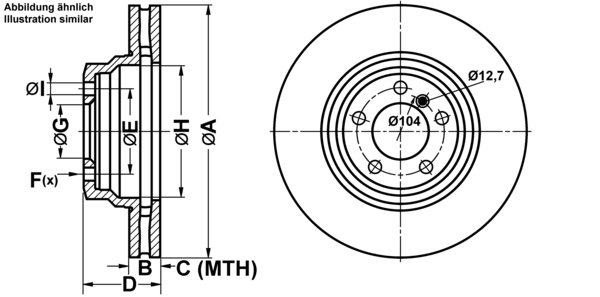 ATE Bremsesæt, skivebremser ijf141cly1 foraksel ventileret 348mm 30mm for BMW