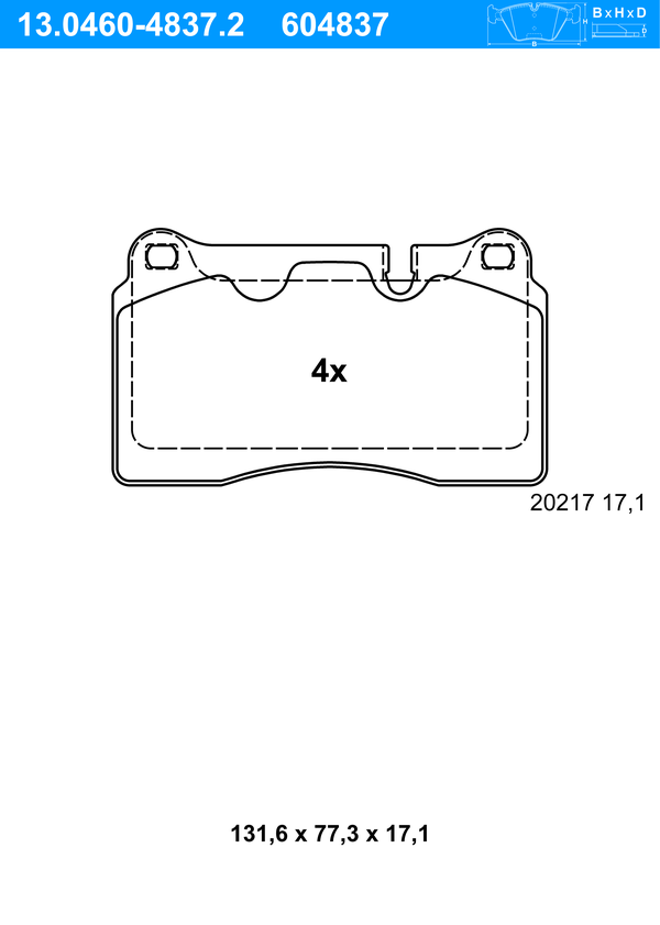 ATE Bremseklodser 13046048372 for LAND ROVER