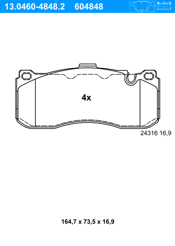 ATE Bremseklodser 13046048482 for BMW