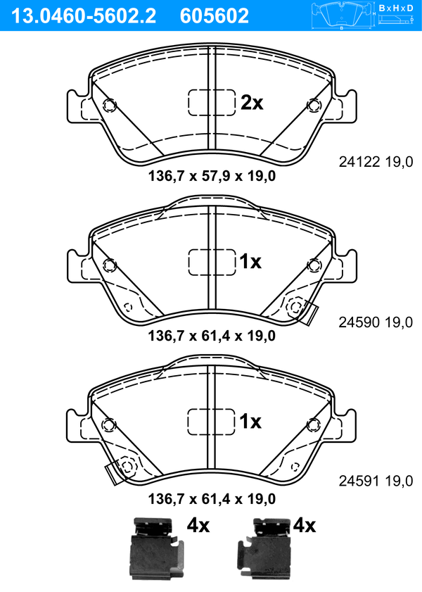 ATE Bremseklodser 13046056022 for TOYOTA