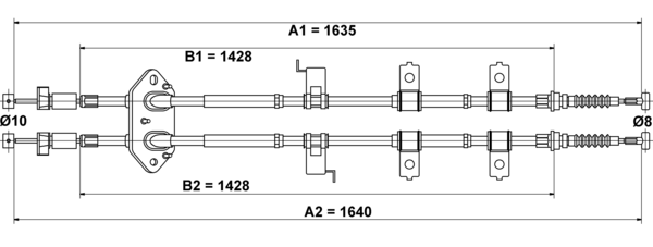 ATE Håndbremsekabel 24372718212 for MAZDA