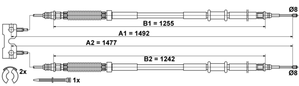 ATE Håndbremsekabel 24372707822 for VAUXHALL