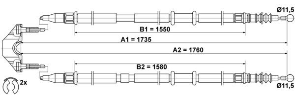 ATE Håndbremsekabel 24372707852 for VAUXHALL
