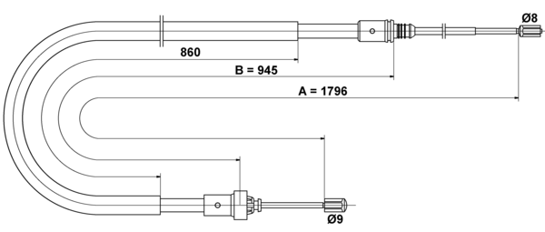 ATE Håndbremsekabel 24372708462 for PEUGEOT