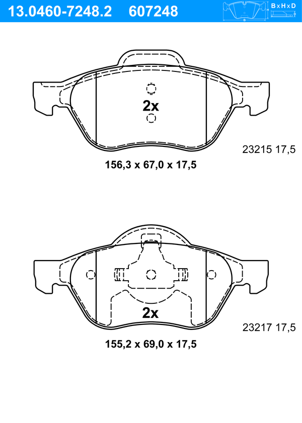 ATE Bremseklodser 13046072482 for RENAULT