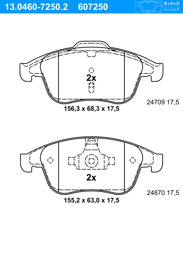 ATE Bremseklodser 13046072502 for RENAULT