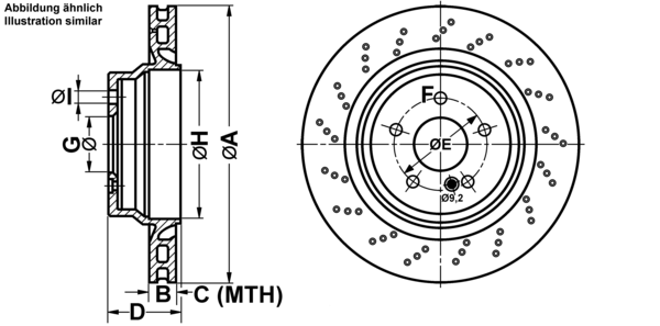 ATE Bremseskive 24012601361 perforeret 330mm 26mm for MERCEDES-BENZ