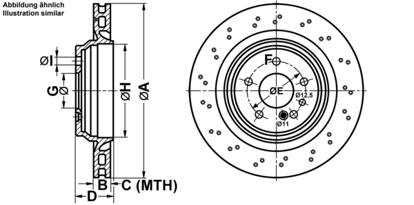 ATE Bremseskive 24012601371 perforeret 330mm 26mm for MERCEDES-BENZ