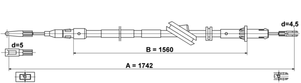 ATE Håndbremsekabel 24372704492 for MERCEDES-BENZ