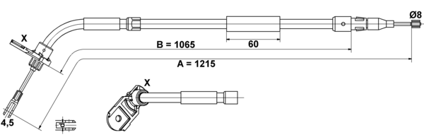 ATE Håndbremsekabel 24372704512 for MERCEDES-BENZ