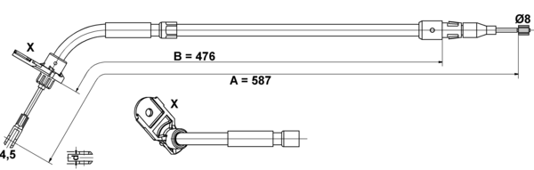ATE Håndbremsekabel 24372704522 for MERCEDES-BENZ